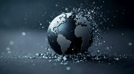Fragmenting globe symbolizing environmental change and crisis