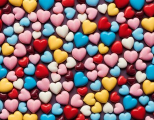 Obraz premium A bowl filled with heart-shaped candies of different colors