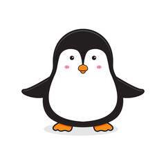 Cute happy penguin mascot character cartoon icon illustration
