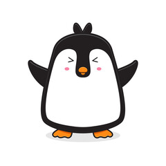 Cute happy penguin mascot character cartoon icon illustration