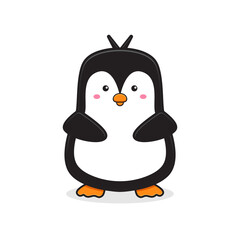 Cute happy penguin mascot character cartoon icon illustration