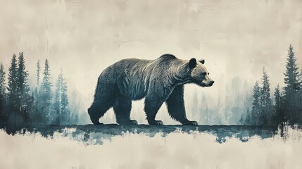 Background image of a bear style of book illustrations