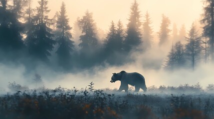 Scenic wildlife background featuring bears in their natural habitat.