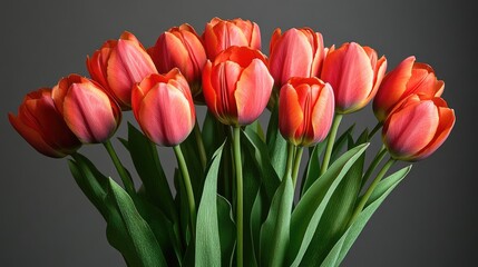 Spring bouquet of red tulips for a festive mood. Bouquet of fresh tulips.	
