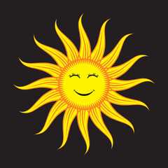 Sun with sunshine light rays boho icon illustration