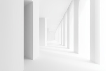 Obraz premium White open space office corridor with a mock-up wall