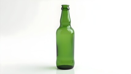A green bottle isolated on a pure white background