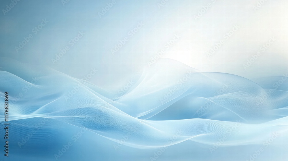Poster abstract patterns of ocean waves create a tranquil atmosphere with soft blue tones and fluid movemen