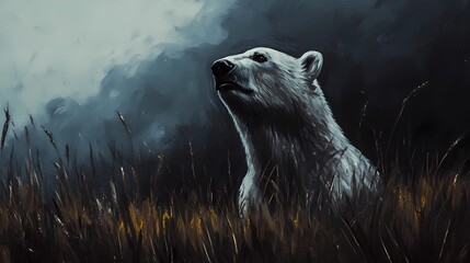 Naklejka premium Scenic wildlife background featuring bears in their natural habitat.