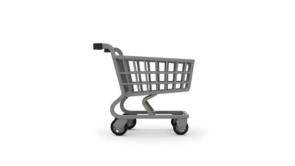 A supermarket trolley isolated pure white background
