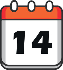 Valentine's Day - February 14 - Daily Calendar Icon in flat design style and isolated background.