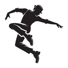 Tap Dance Silhouette Vector Illustration, Solid White Background.