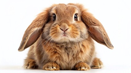 Adorable Holland Lop Rabbit Standing, Isolated White Background, Cute Bunny, Pet Photography