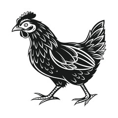 full body of brown chicken hen standing isolated white backgroun