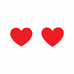 Simple, flat design of two red hearts against a plain white backdrop.