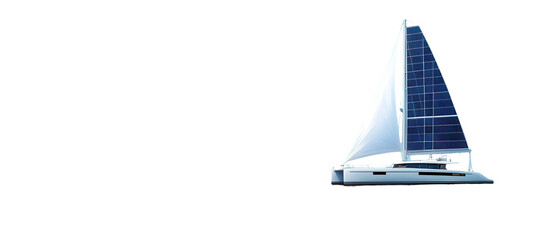 A sleek sailboat with white sails gliding over tranquil waters. transparent background
