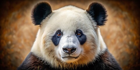 Obraz premium Adorable Panda Bear Portrait: Black and White Face, Brown Nose, Studio Shot