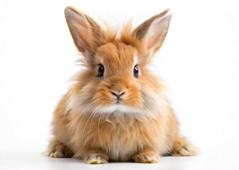 Fototapeta premium Isolated young domestic rabbit, AI-crafted food surrounds it; a delectable, generated scene.