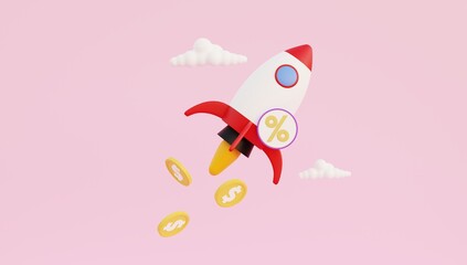 Future financial business growth percentage. 3d illustration