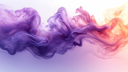 Swirling smoke creates striking patterns in vibrant shades of purple and pink, blending seamlessly to evoke a sense of movement and fluidity against a light background.
