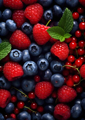 A variation of berries at fruit market