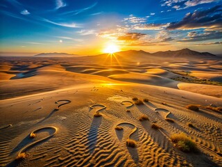 Aerial Drone Shot: Exclamation & Question Marks in Desert Landscape