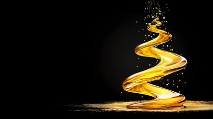 Obraz premium Golden Liquid Spiral Abstract Background - Abstract/Surreal