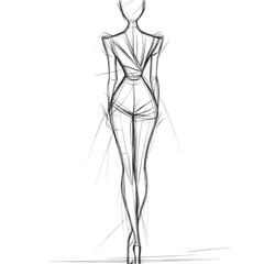 Fashion design sketch of a girl figure.