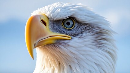 Majestic Bald Eagle Portrait Against A Blue Sky