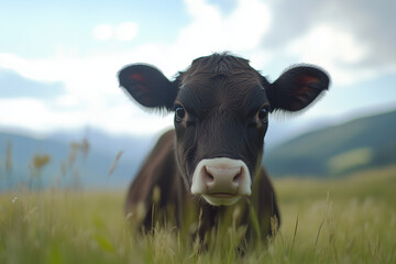 Beautiful composition spring and cow. Valentine's Day, Easter, Birthday, Happy Women's Day, Mother's Day.
Flat lay, top view, cow