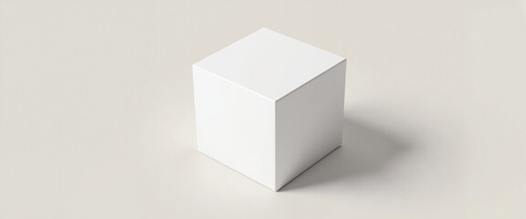 Box Mockup with Shadows, Blank white cube on light gray background