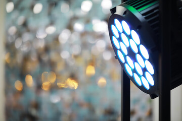 Bright LED Stage Light with Bokeh Background Creating a Vibrant and Dramatic Setting