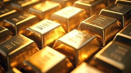 Secure Vault Revealing the Sheen of Gleaming Gold Bars for Wealth Management