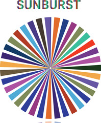 Set of sunburst element. Radial stripes. Collection of ray. Vector icon