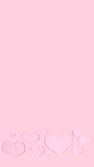 Pastel pink background with pink paper hearts applique for Valentine's Day banner