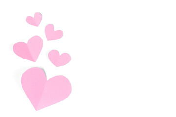 Transparent background with pink paper hearts applique for Valentine's Day banner png clipart
