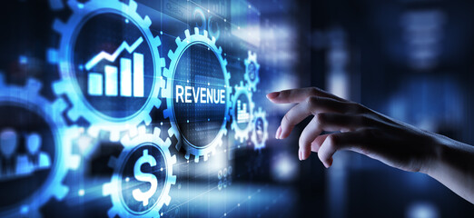 Revenue Increase sales financial growth business concept on virtual screen.