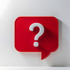 White Question Mark Icon on White Background
