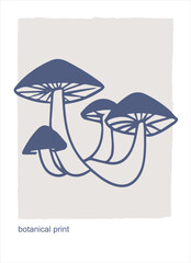 Hand drawn mushrooms, Toadstool, fungus poster, graphics. Decor printable art. Contemporary design for prints, posters, stationery, logos, branding invitations social media posts