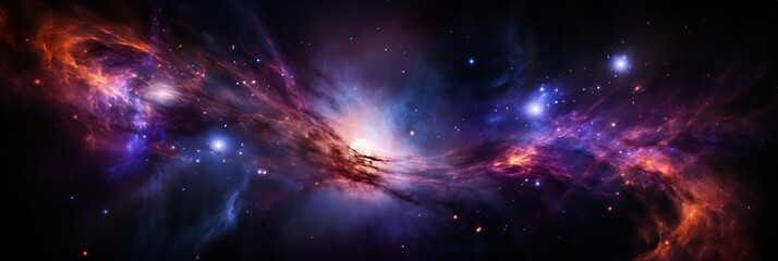 Fototapeta premium Vibrant cosmic dance of stars and nebulae in the vast universe. Generative AI