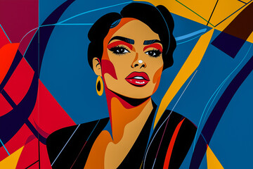 Stylish lady posing, abstract art woman, dreamy and modern