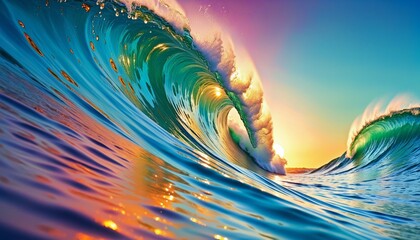 Splendid Summer Vibes: A Collection of Colorful Artwork, Abstract Colorful Wave Wall Paper