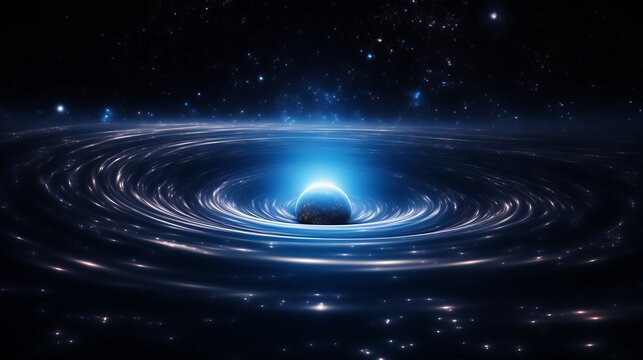 Mystical whirlpool of light and darkness in the cosmic abyss of space. Generative AI - Powered by Adobe