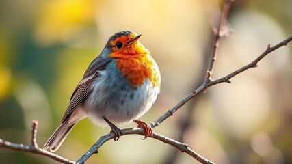 Robin on Branch - Springtime Nature Photo - AI Art