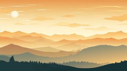 Obraz premium Sunset hues painting the tranquil mountains in a serene landscape. Generative AI