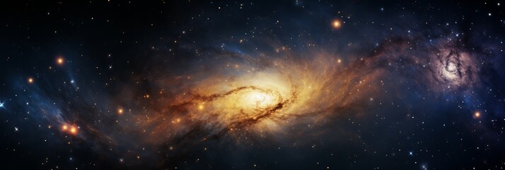 Obraz premium Majestic spiral galaxy swirling with vibrant colors and distant starlight. Generative AI