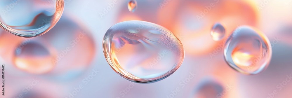 Poster organic shapes resembling glowing water droplets create a mesmerizing 3d effect. generative ai