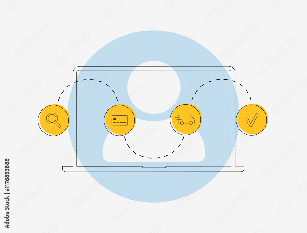 Poster customer journey mapping with user pathways, touchpoints and engagement flow. data-driven insights, 