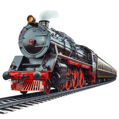 Vintage Train Traveling Through Scenic Landscape on transparent background