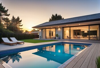 Fototapeta premium Serenity at Sunset: A Guide to Relaxing Country Living
